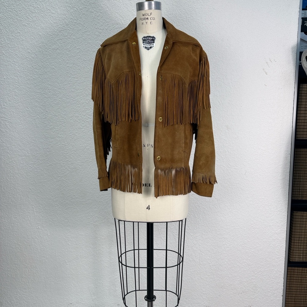 Vintage America Brown Suede Fringe Leather Jacket - Picture 8 of 12